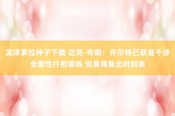泷泽萝拉种子下载 迈克-布朗：许尔特已获准干涉全面性扞拒锻练 但莫得复出时刻表