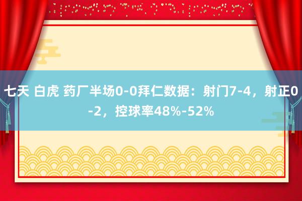 七天 白虎 药厂半场0-0拜仁数据：射门7-4，射正0-2，控球率48%-52%